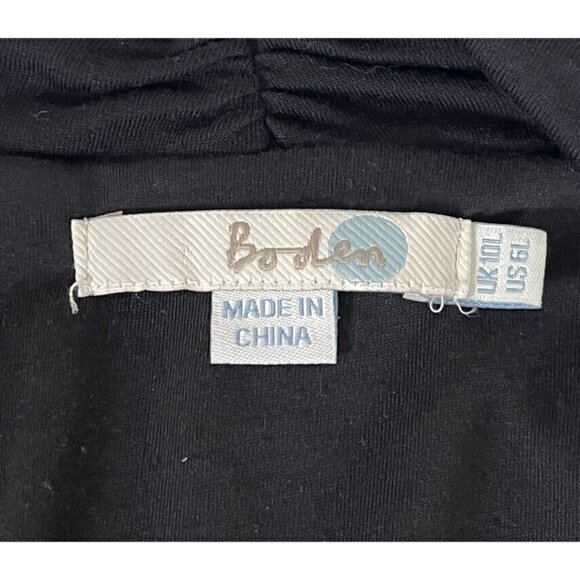 Boden Womens Sz 6 Long Black Long Sleeve Surplice Faux Wrap Ruched Side Dress 6L - Picture 4 of 8